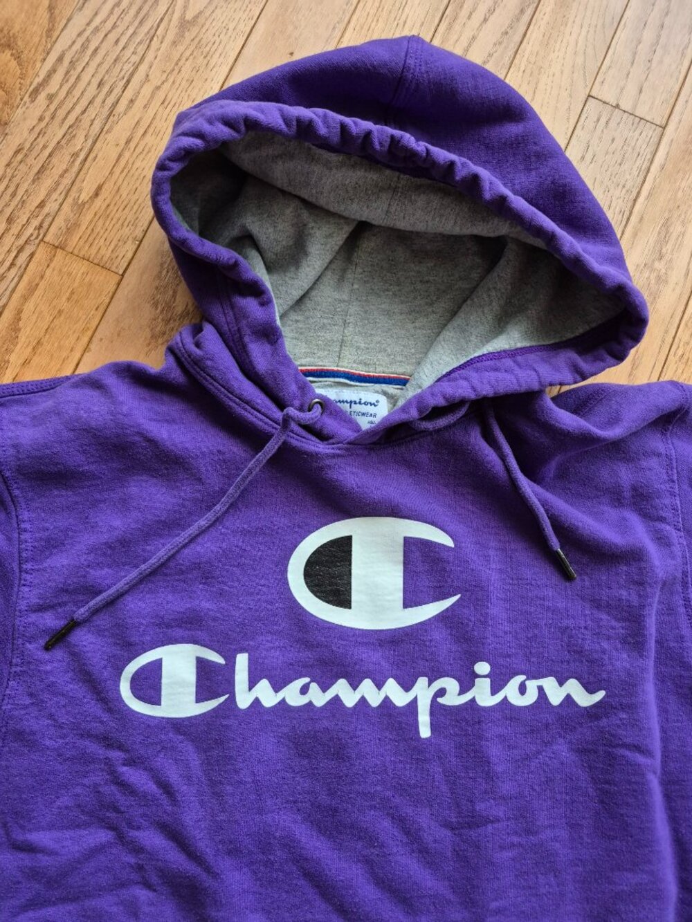 Champion Hoodie Purple Logo Size Small